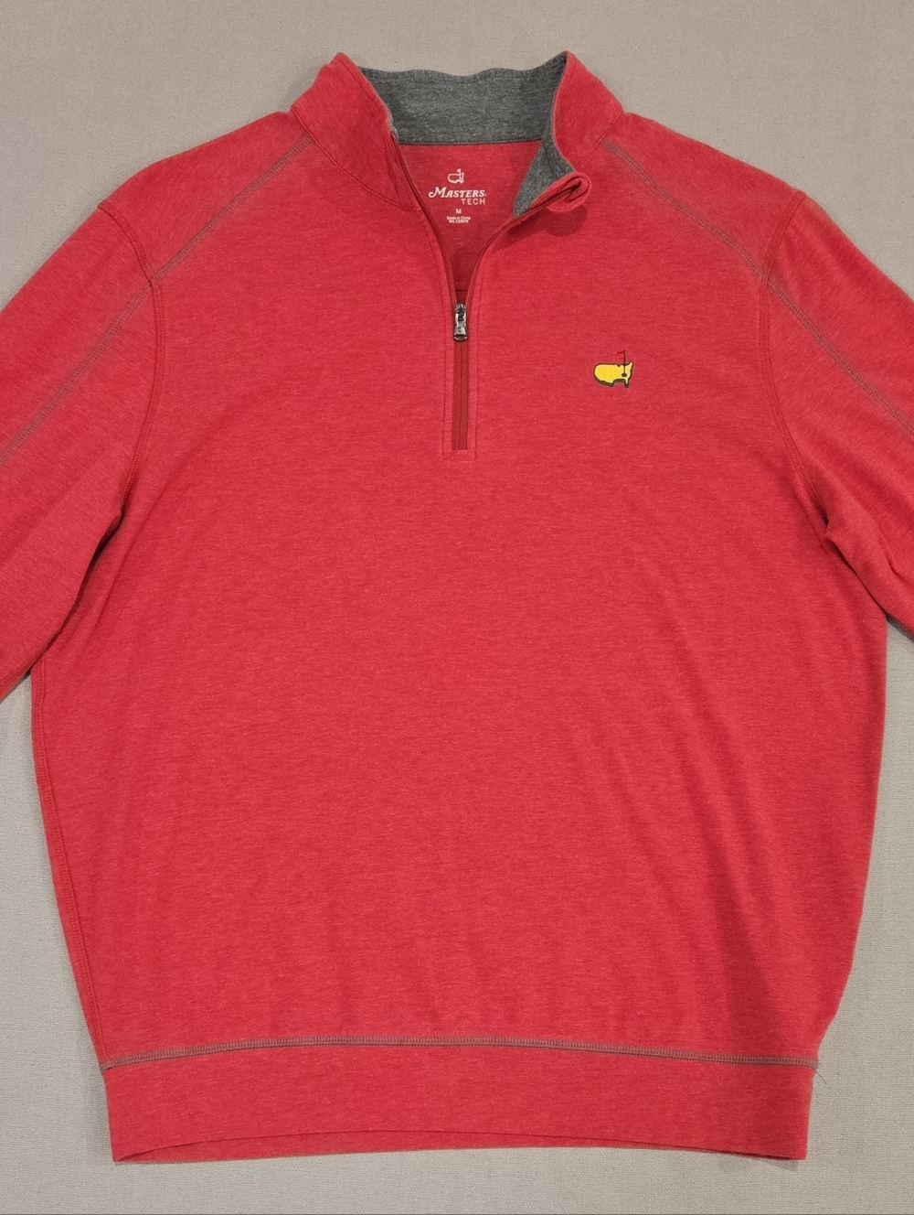 Masters Tech Mens Medium Quarter Zip Pullover Coral Golf Shirt Sweater